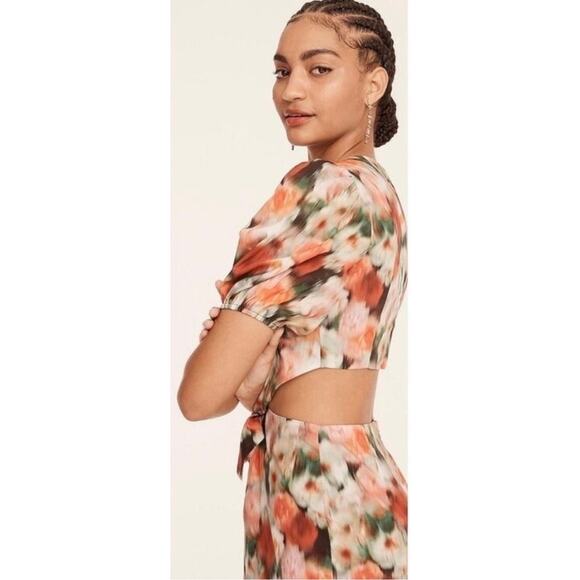 NWT J. Crew Liberty® Hazy Days Dress Size 6 Red Black Cotton Midi Puff Sleeve - Picture 5 of 14